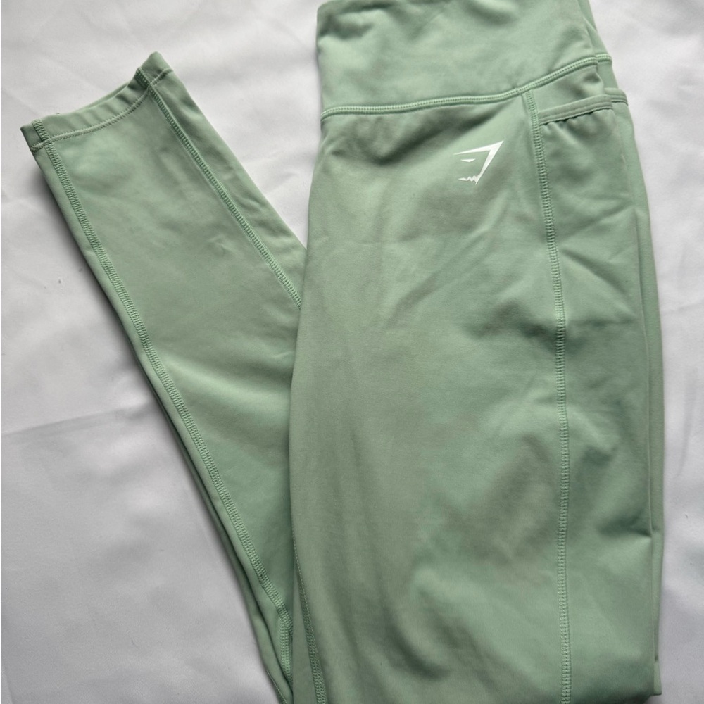 Gymshark Sage Green High Waisted Leggings Size Large Pocket Workout  Activewear
